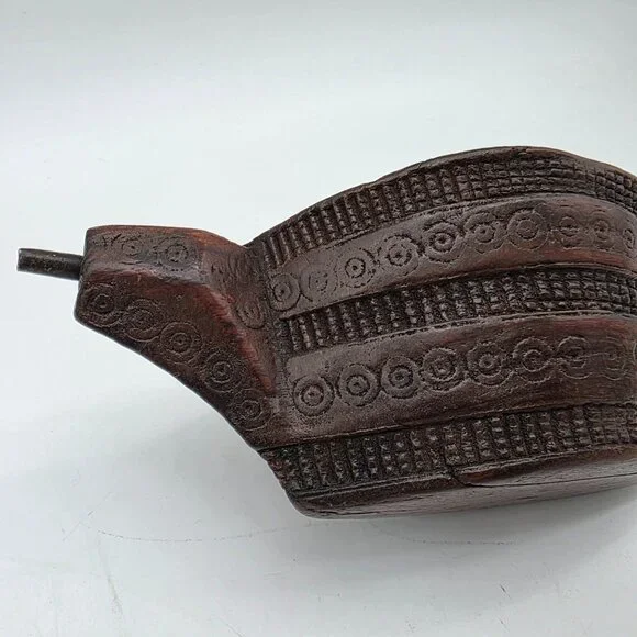 Antique Indian Hand Carved Mortar Wooden Designed Grinder Kharal Pot - Picture 5 of 9